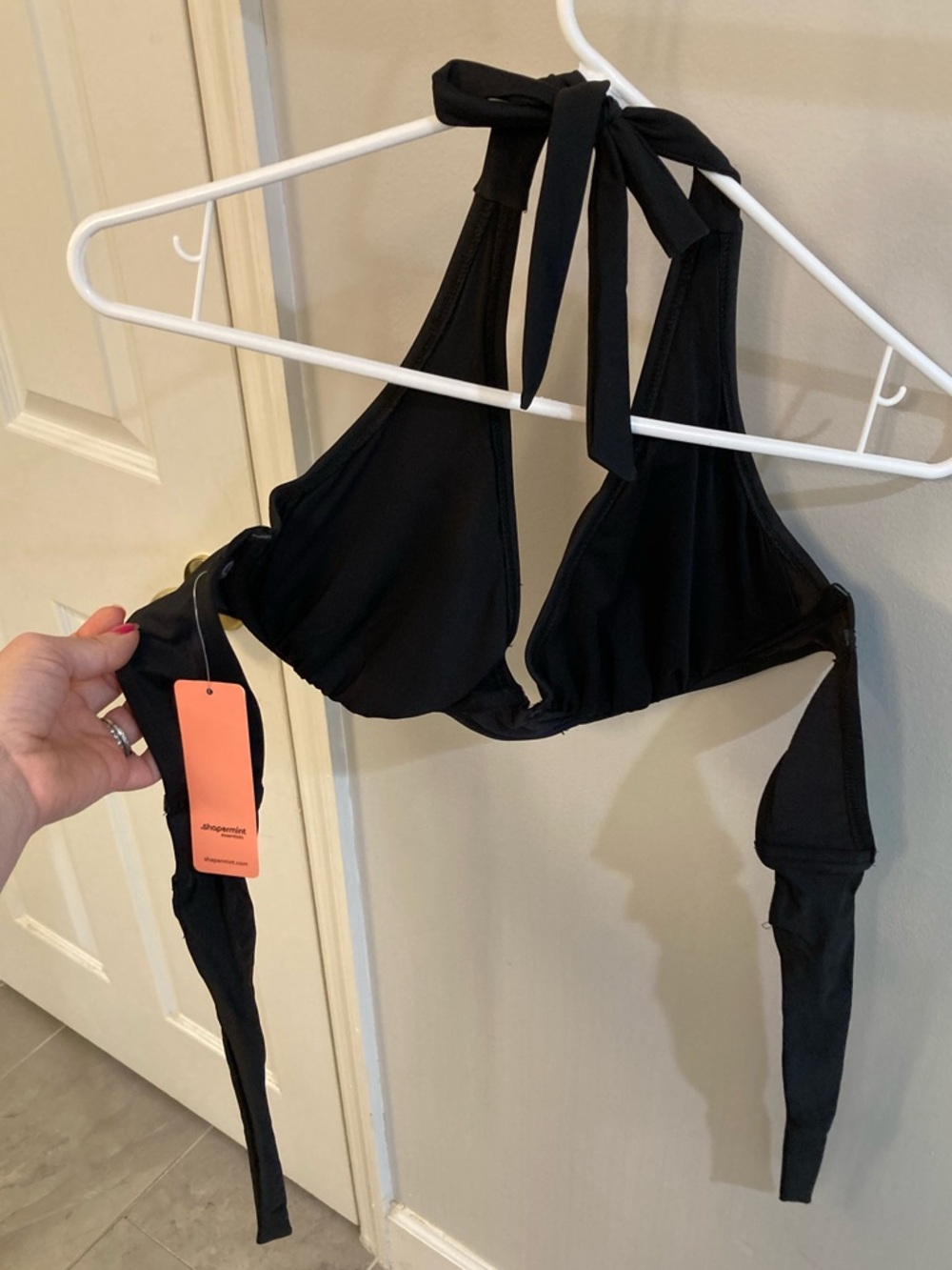 Shapermint Essentials Full Coverage Halter Bikini Top Black XL NWT - Picture 4 of 5